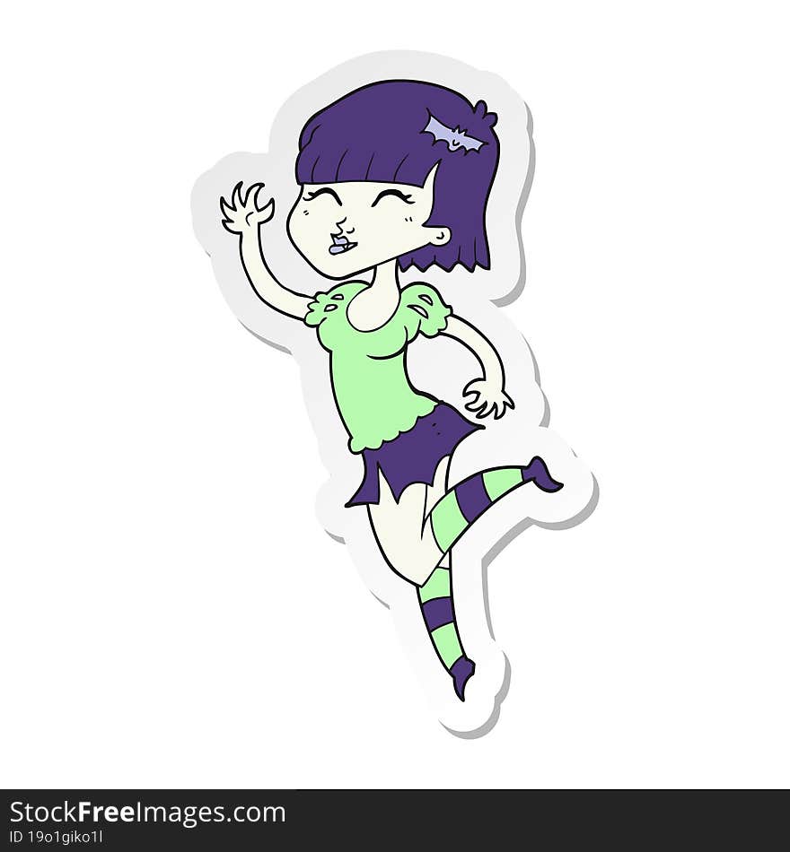 sticker of a cartoon vampire girl