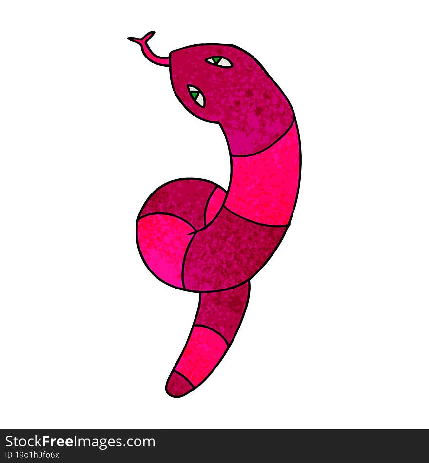 Textured Cartoon Of A Long Snake