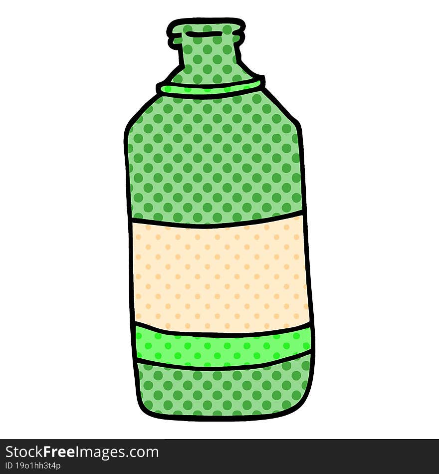 cartoon doodle old green bottle