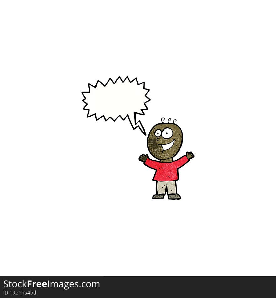 cartoon happy boy with speech bubble