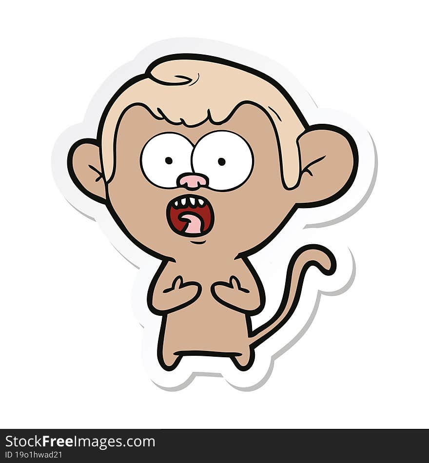 sticker of a cartoon shocked monkey