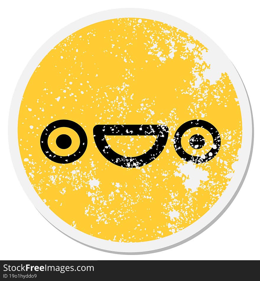 happy excited face circular sticker