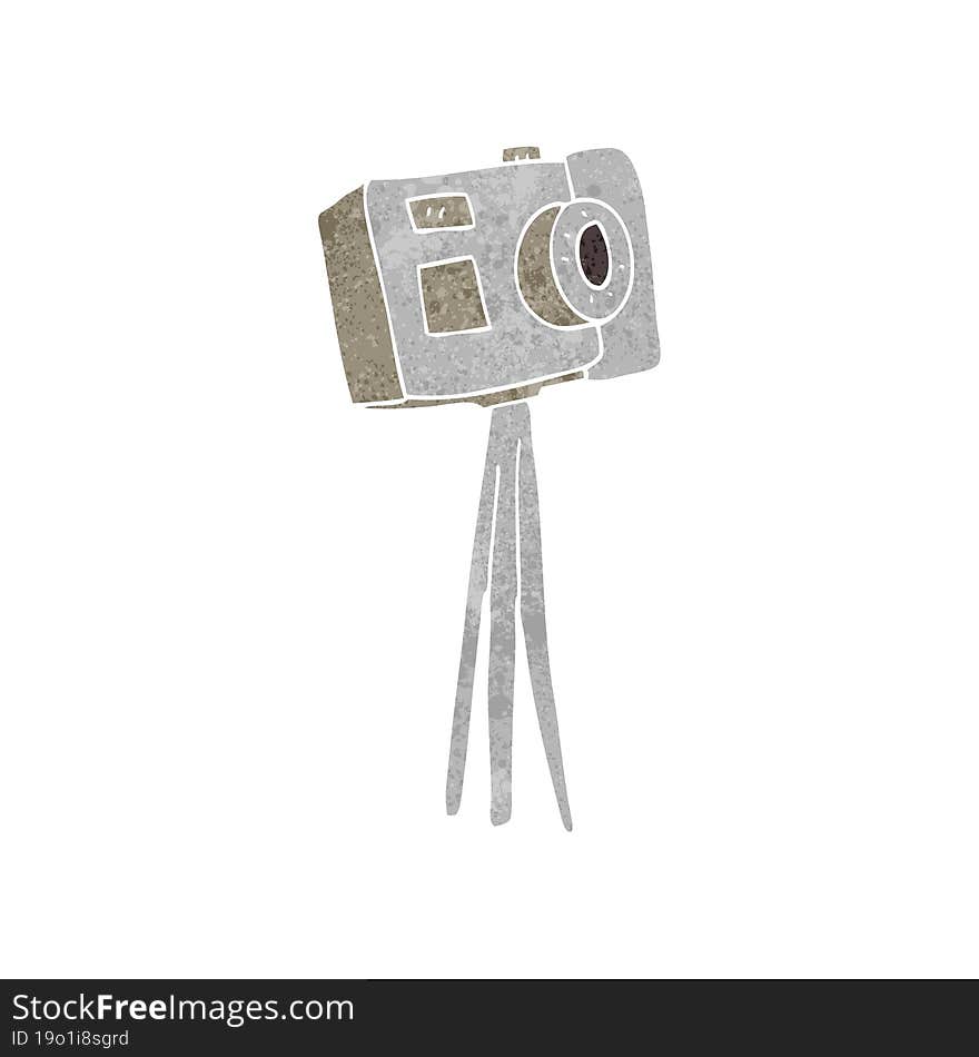 freehand retro cartoon camera on tripod