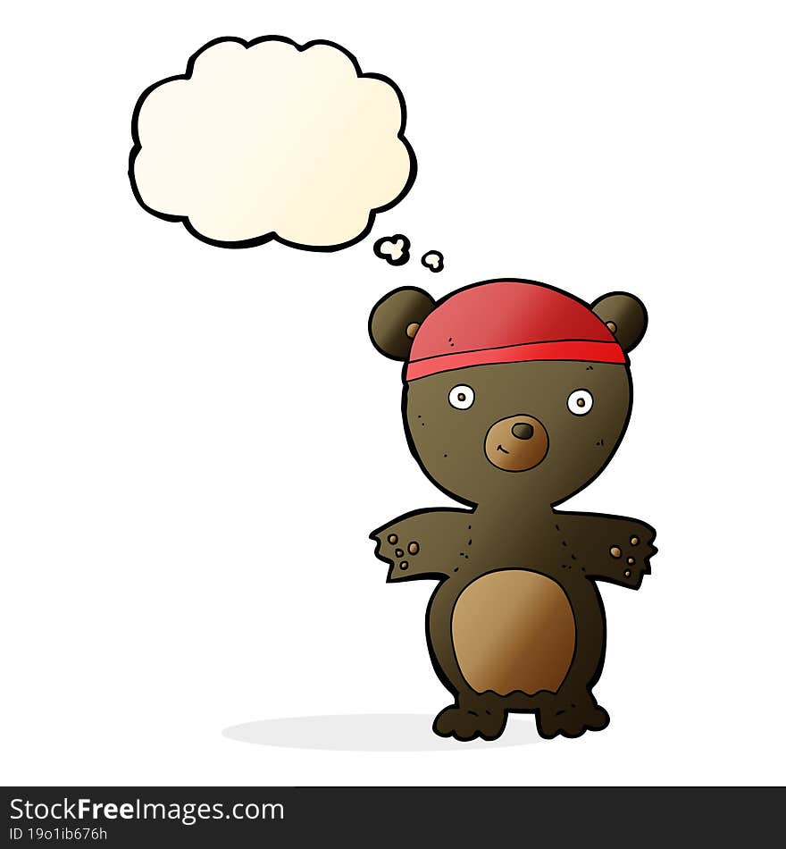 Cartoon Cute Black Bear With Thought Bubble