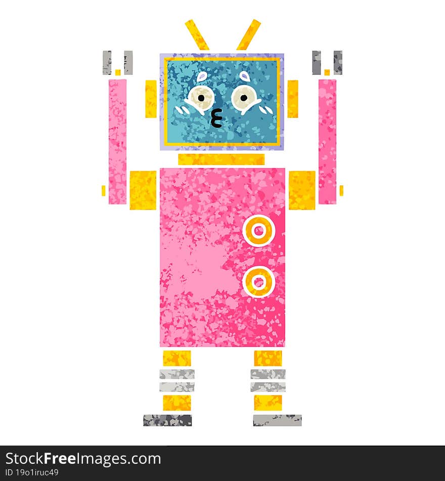 Retro Illustration Style Cartoon Robot