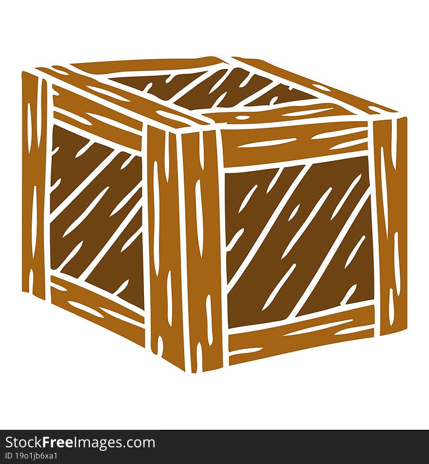 Cartoon Doodle Of A Wooden Crate