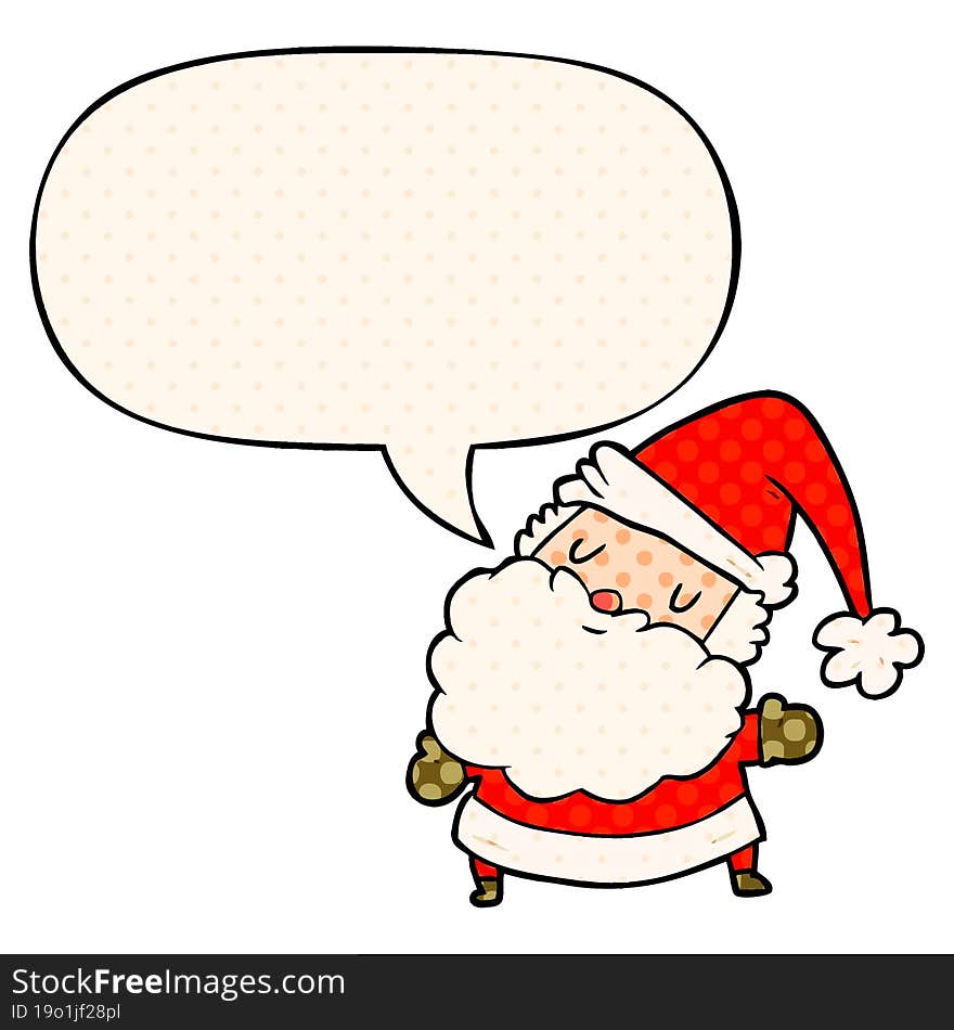 cartoon santa claus and speech bubble in comic book style