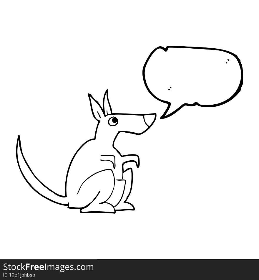 freehand drawn speech bubble cartoon kangaroo