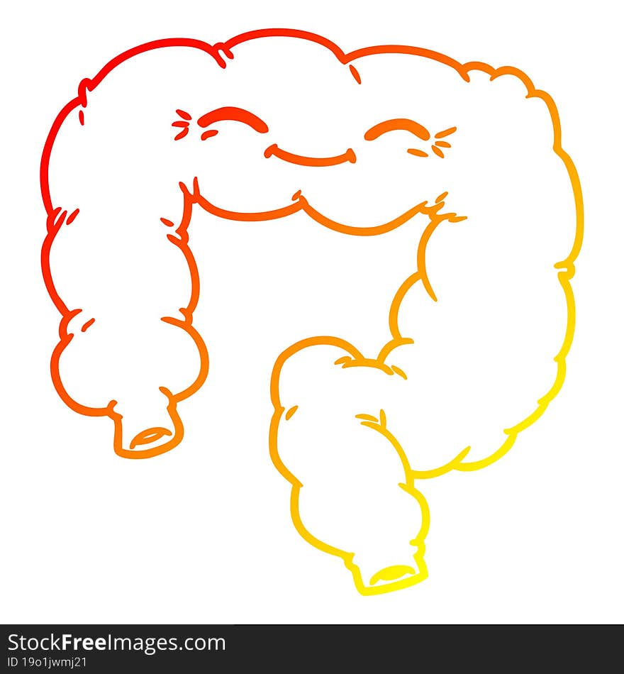 warm gradient line drawing cartoon happy colon