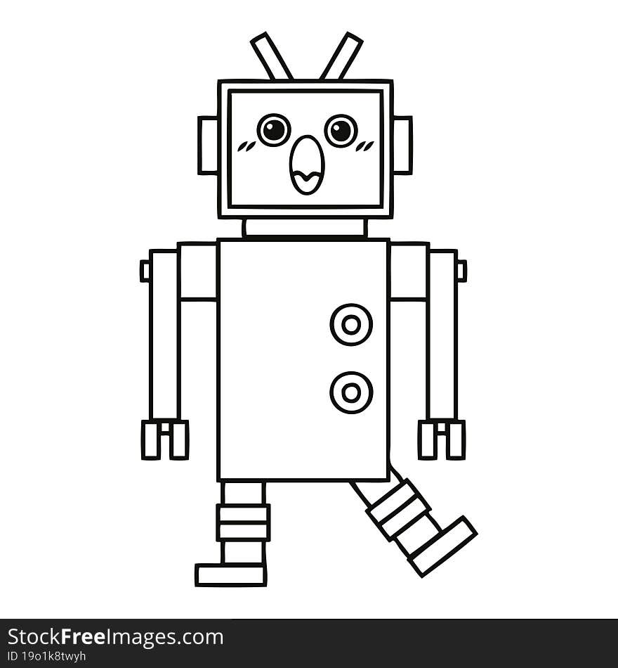 line drawing cartoon of a robot. line drawing cartoon of a robot