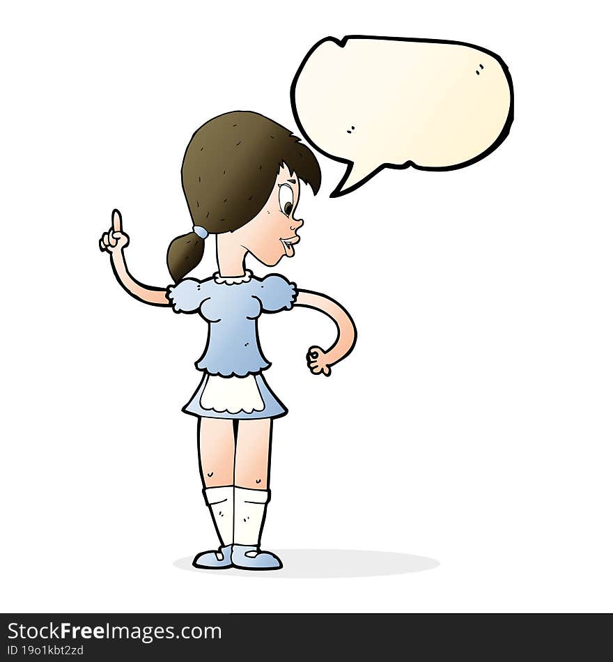 cartoon waitress calling order with speech bubble