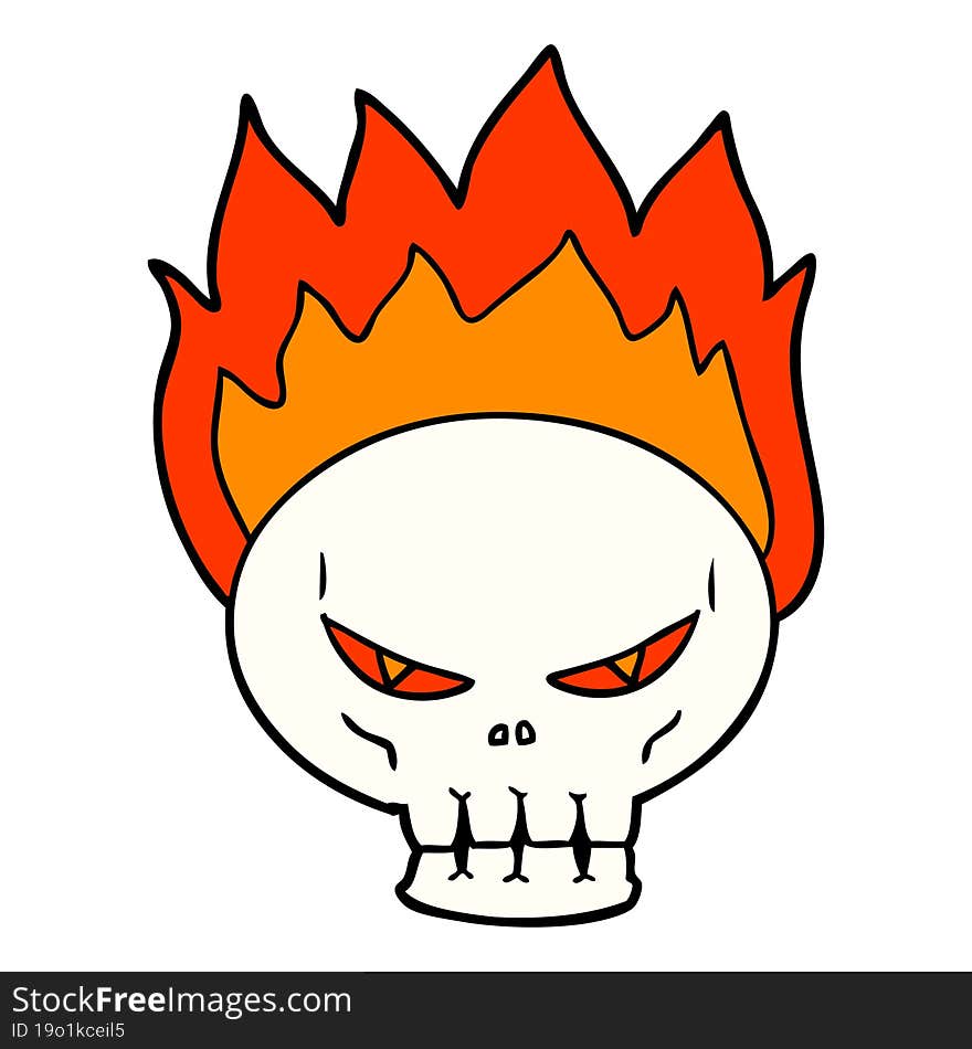 cartoon flaming skull. cartoon flaming skull