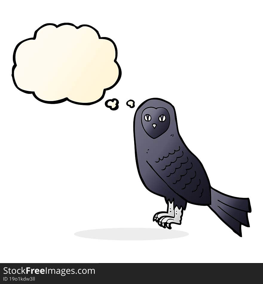 cartoon owl with thought bubble