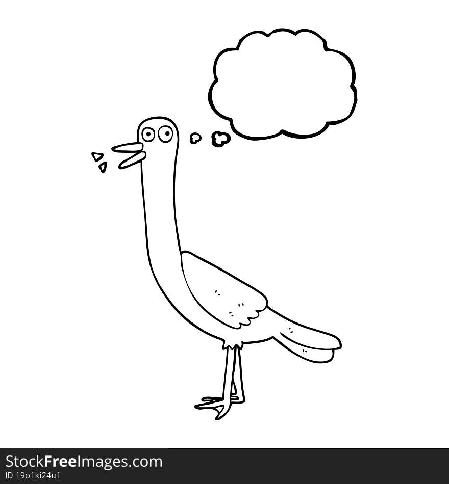 freehand drawn thought bubble cartoon bird