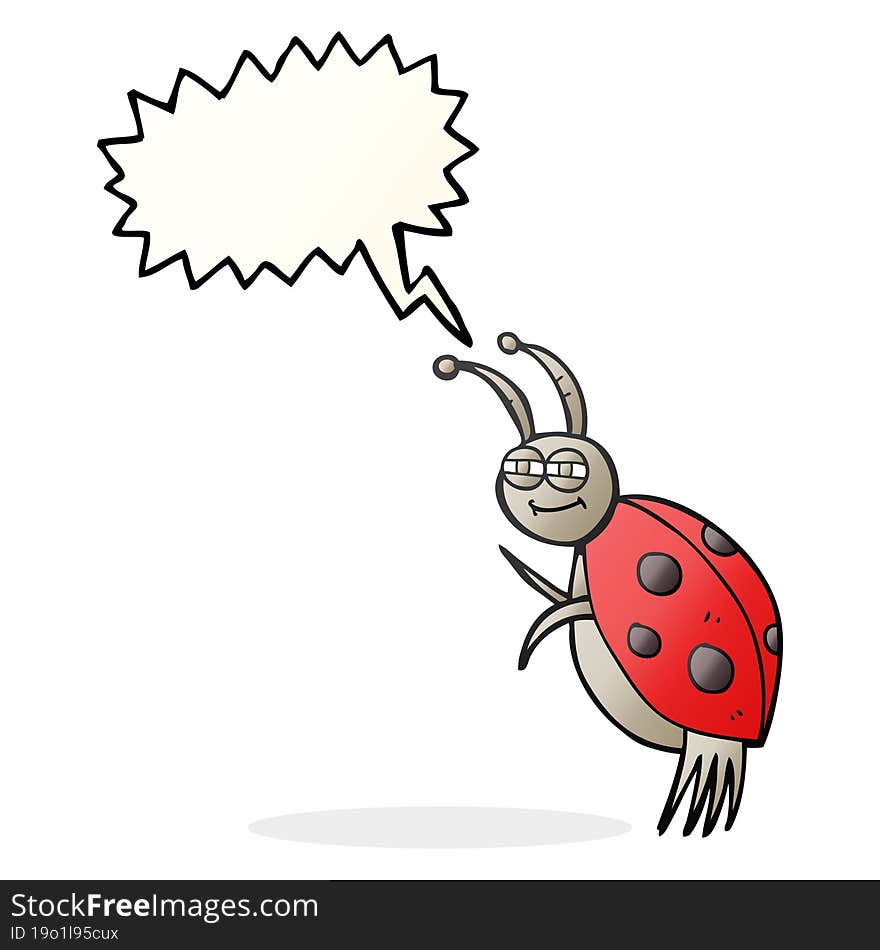 freehand drawn speech bubble cartoon ladybug