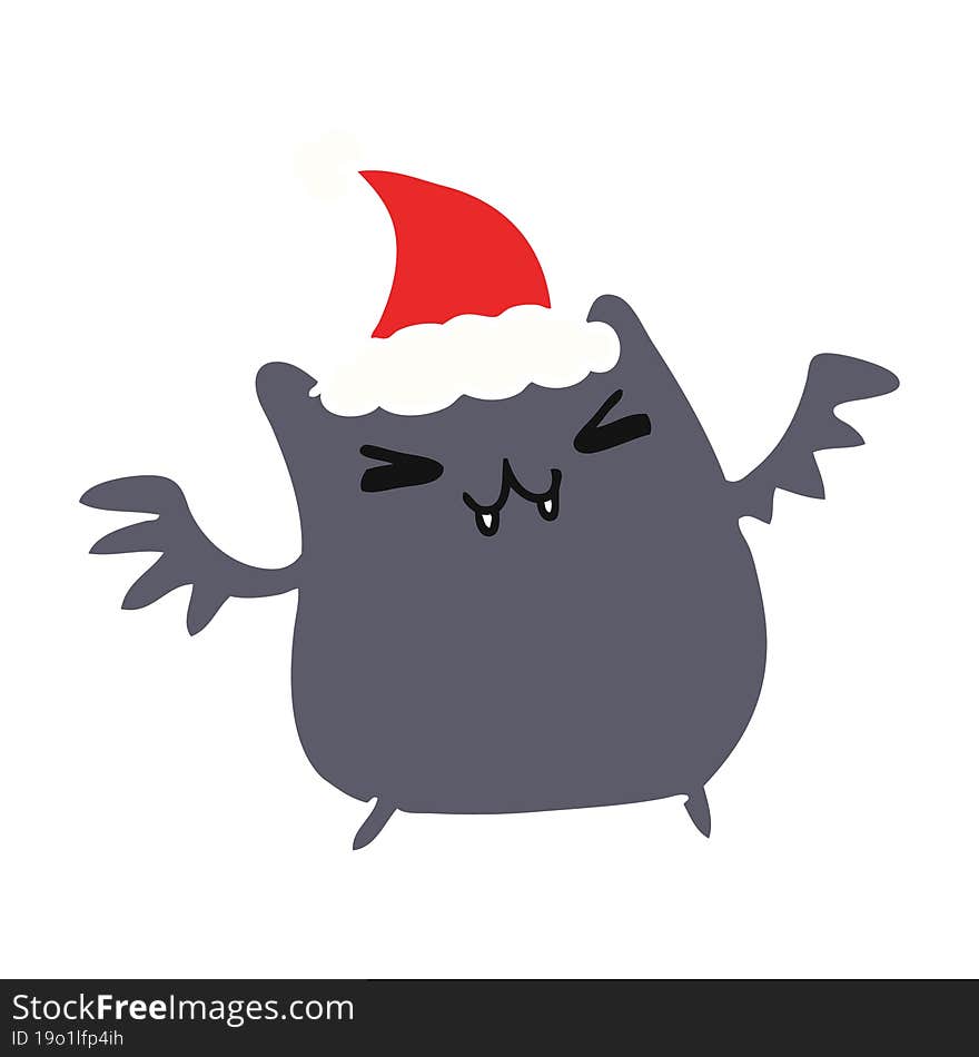 hand drawn christmas cartoon of kawaii bat