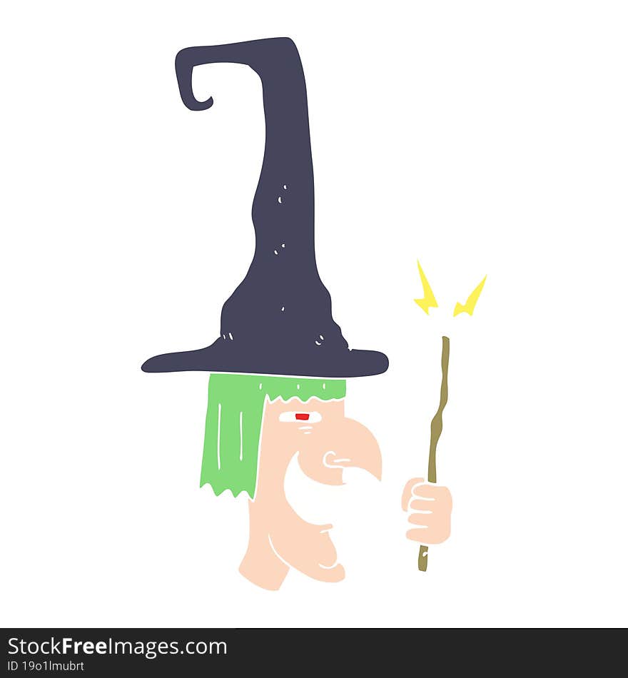 flat color illustration of laughing witch. flat color illustration of laughing witch