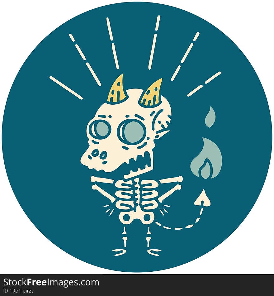 icon of tattoo style skeleton demon character