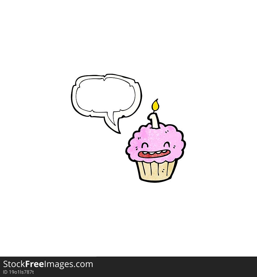 cartoon cupcake with speech bubble