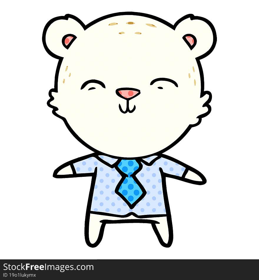 happy cartoon polar bear office worker. happy cartoon polar bear office worker