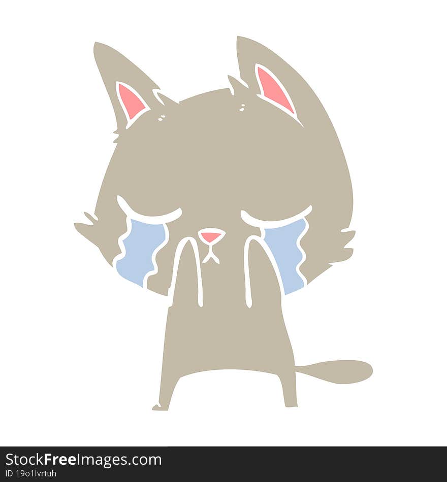 crying flat color style cartoon cat