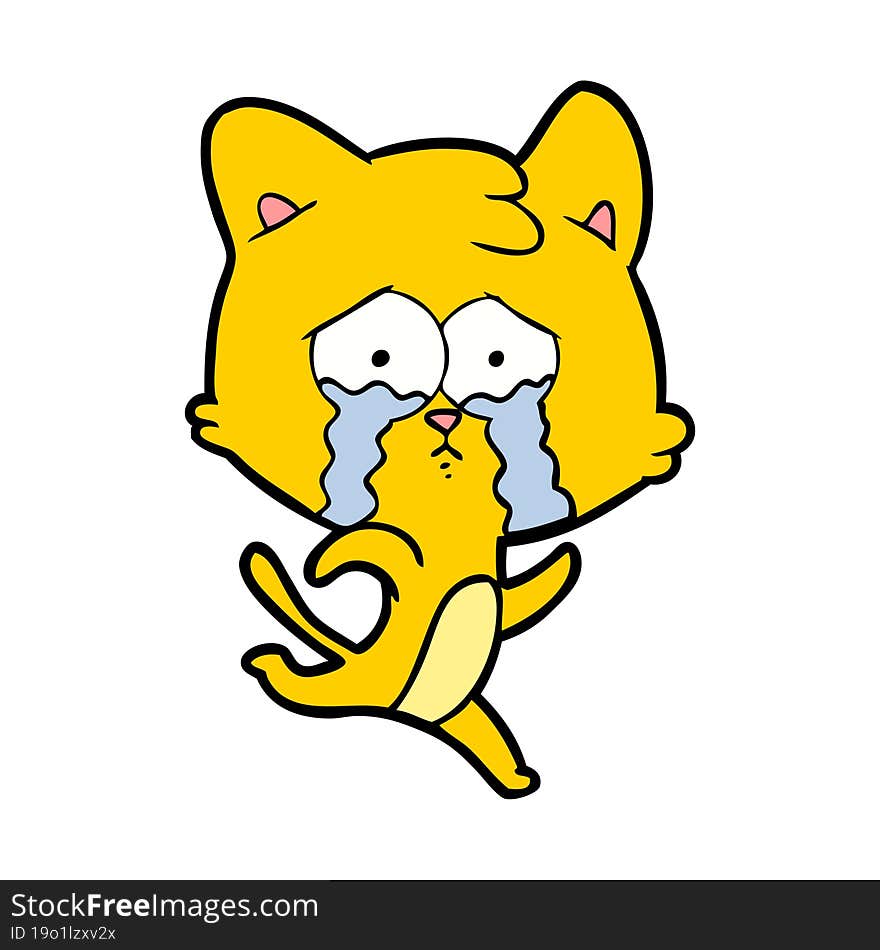 cartoon crying cat. cartoon crying cat