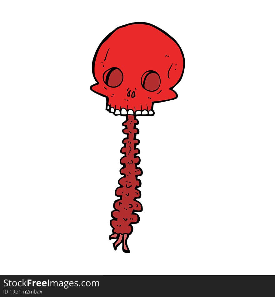 spooky cartoon skull and spine