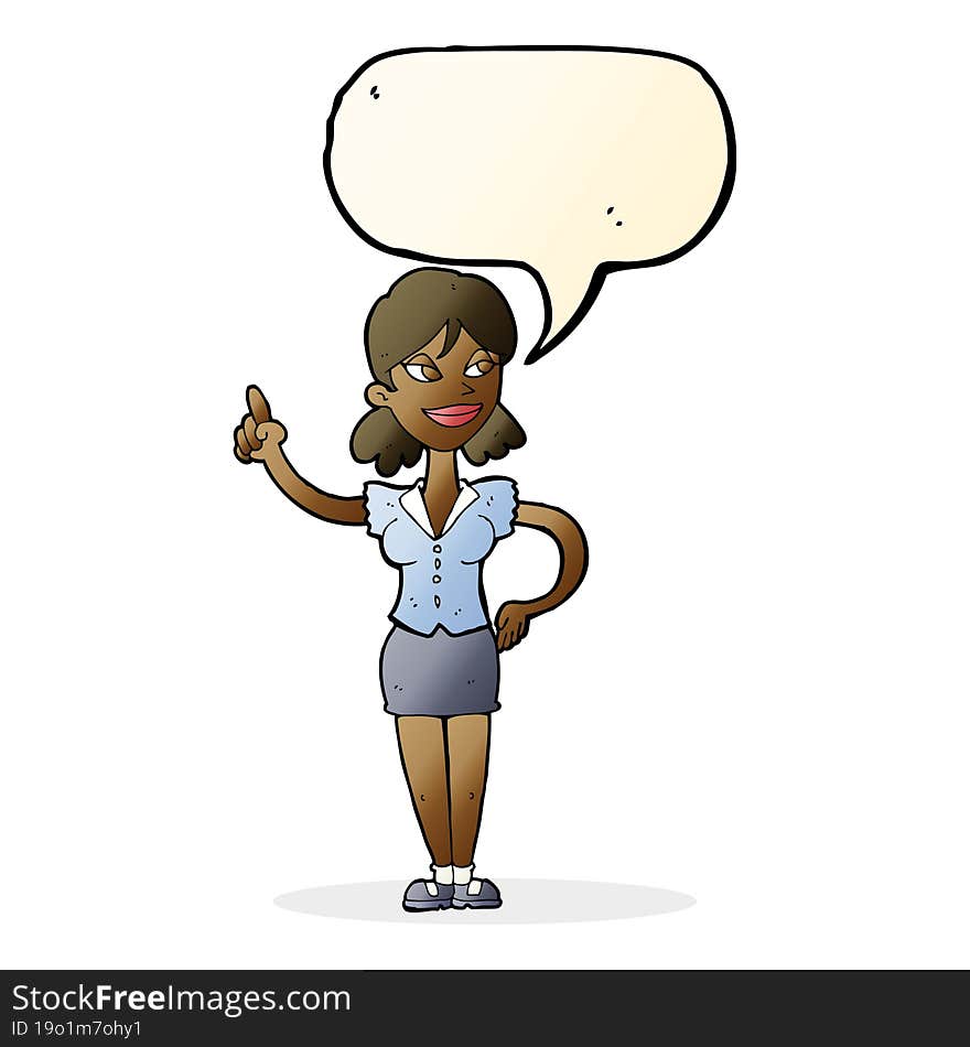 Cartoon Woman With Great Idea With Speech Bubble