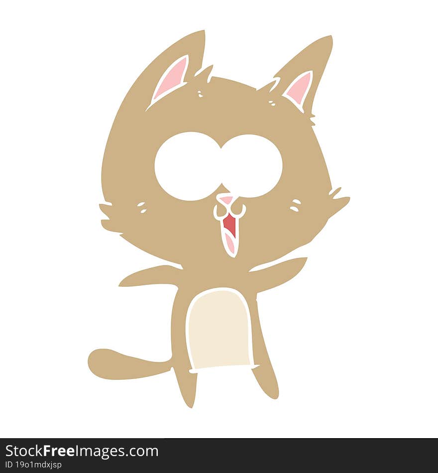 funny flat color style cartoon cat