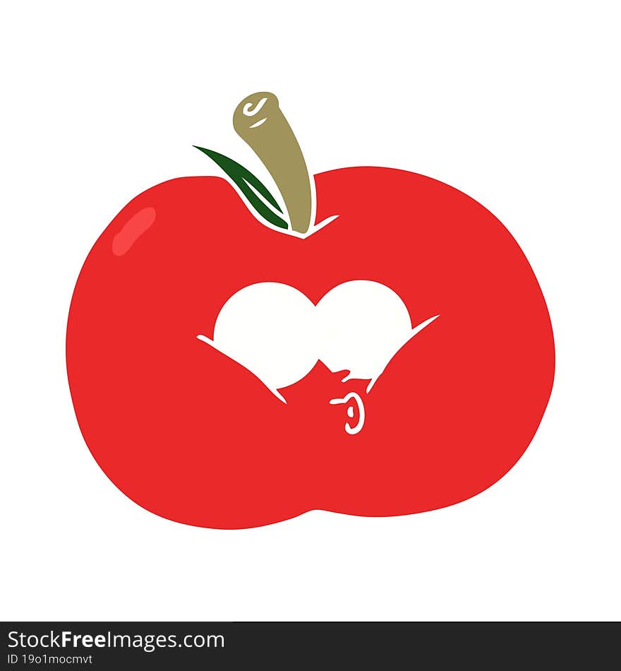 flat color style cartoon apple