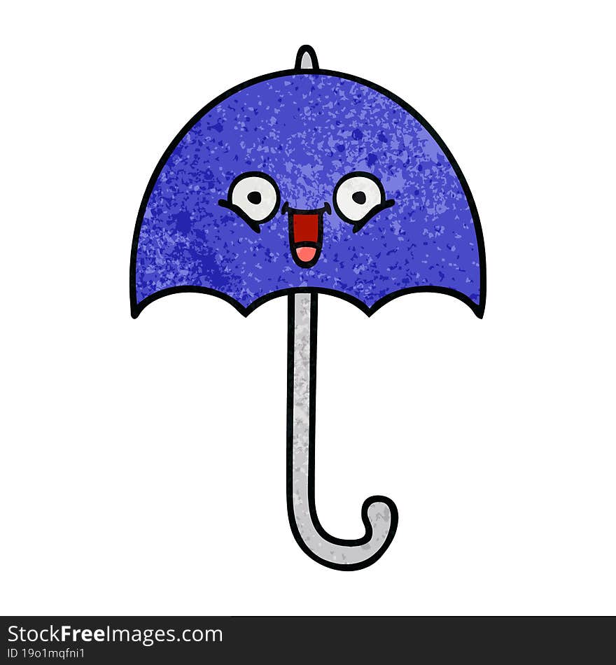 retro grunge texture cartoon umbrella