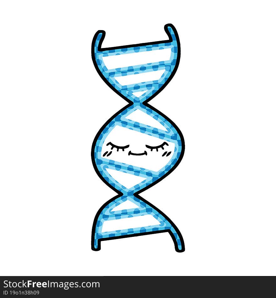 comic book style cartoon of a DNA strand