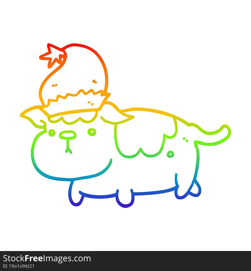 rainbow gradient line drawing cute christmas dog