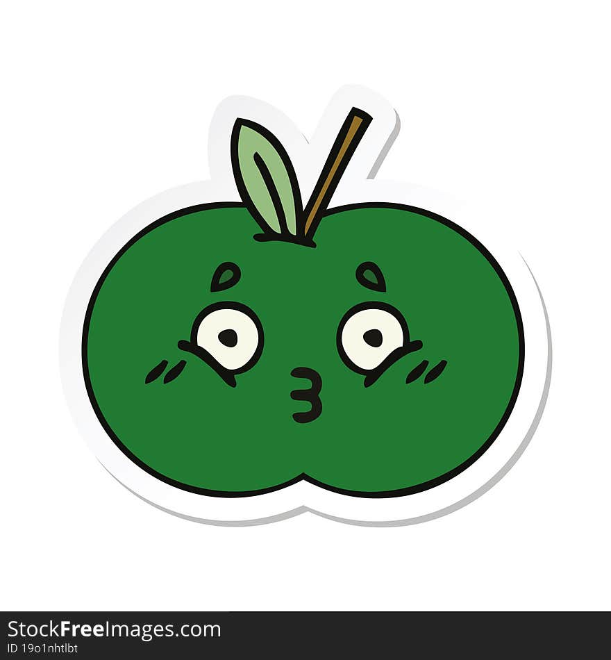 sticker of a cute cartoon juicy apple