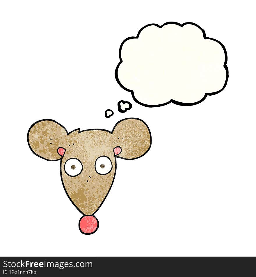 freehand drawn thought bubble textured cartoon mouse