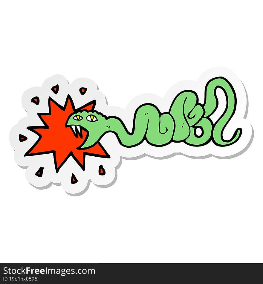 sticker of a cartoon biting snake