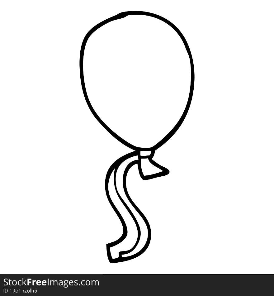 Line Drawing Cartoon Ballon With String