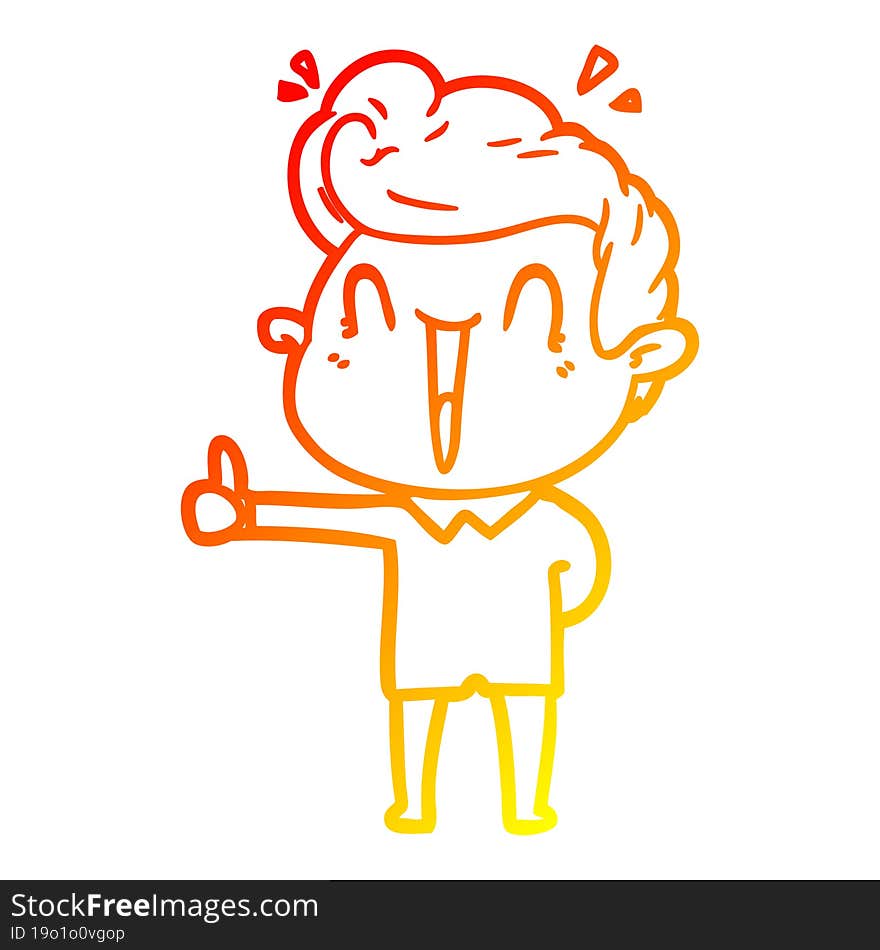 warm gradient line drawing cartoon excited man