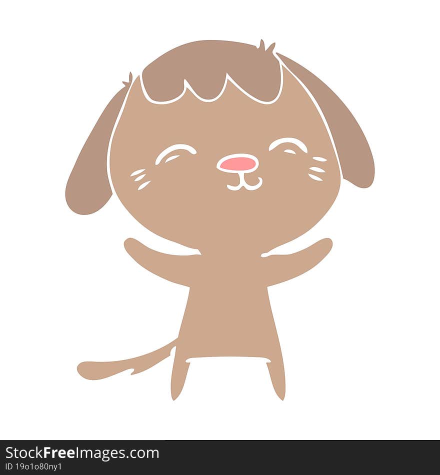 happy flat color style cartoon dog