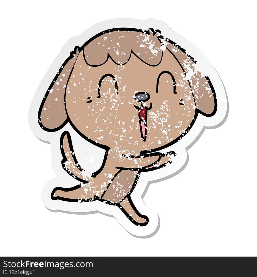 distressed sticker of a cute cartoon dog