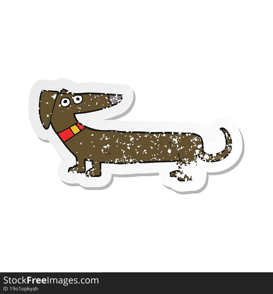 Retro Distressed Sticker Of A Cartoon Sausage Dog