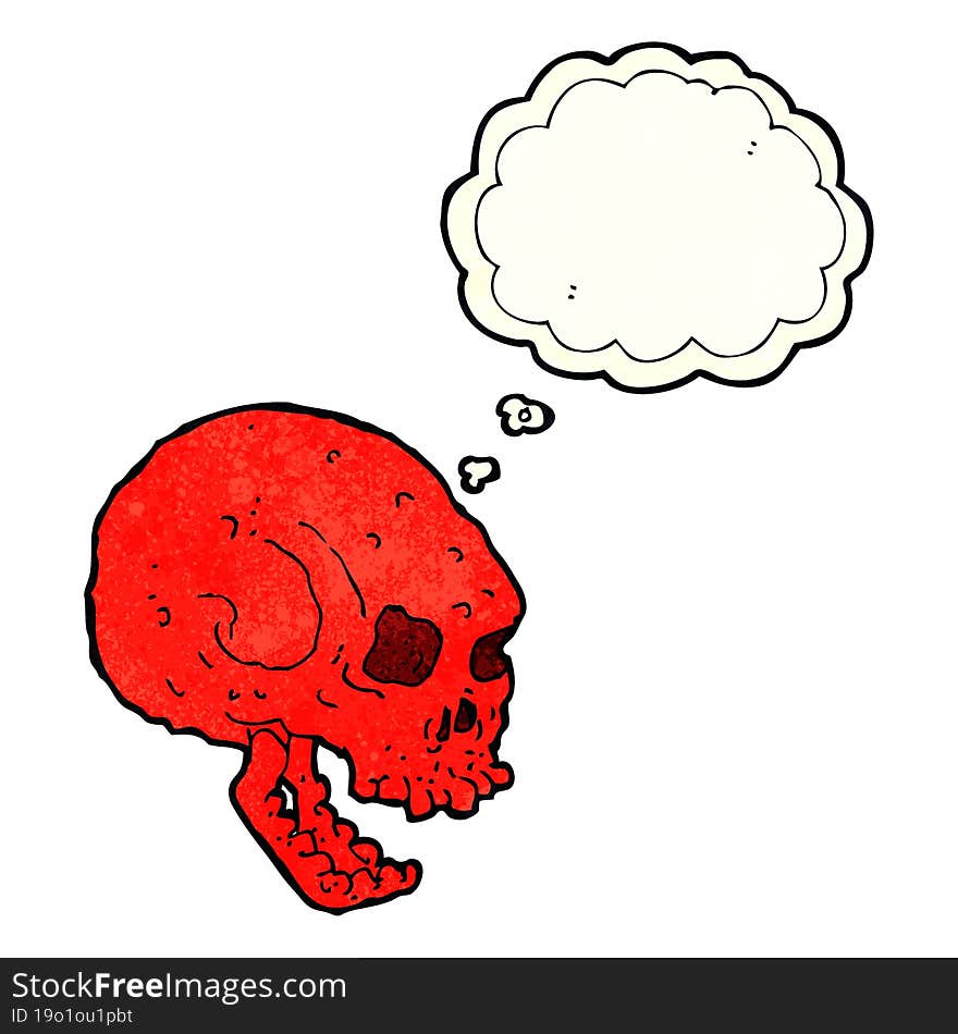 Cartoon Spooky Skull With Thought Bubble