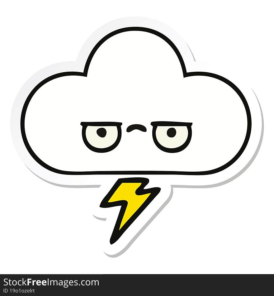 sticker of a cute cartoon storm cloud