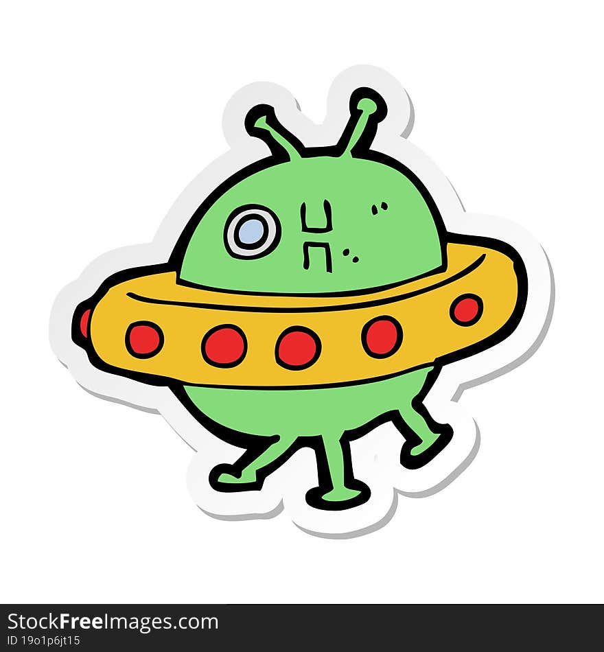 sticker of a cartoon UFO