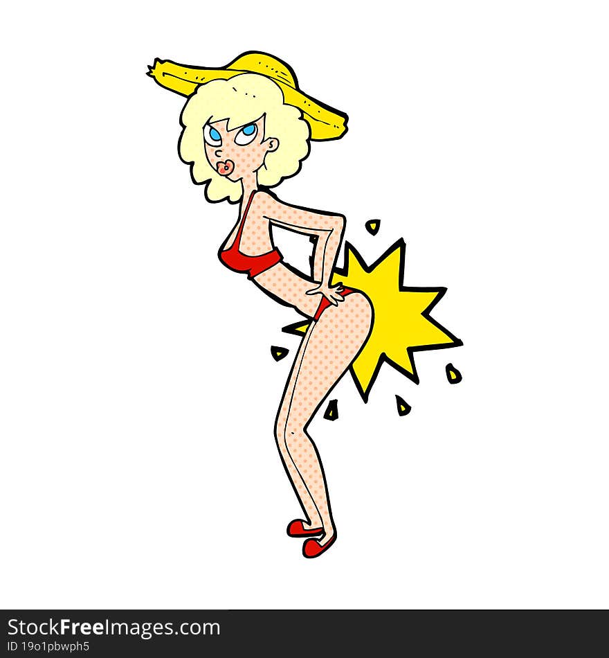 cartoon bikini pin up woman