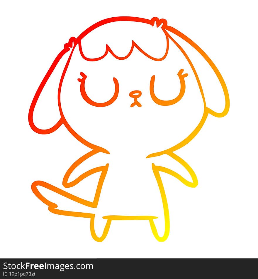 Warm Gradient Line Drawing Cute Cartoon Dog