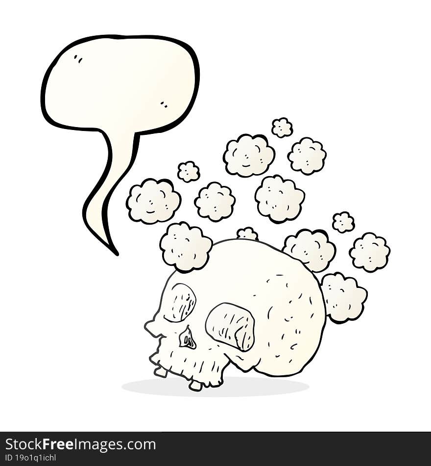 freehand drawn speech bubble cartoon old skull