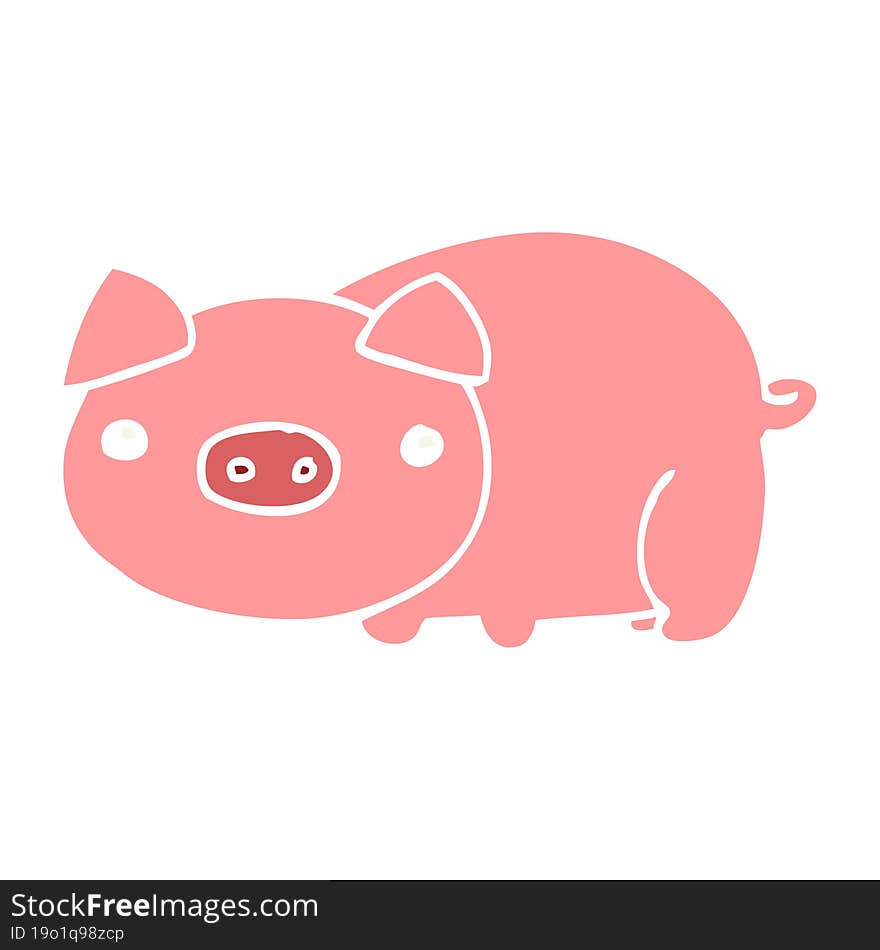 Flat Color Style Cartoon Pig