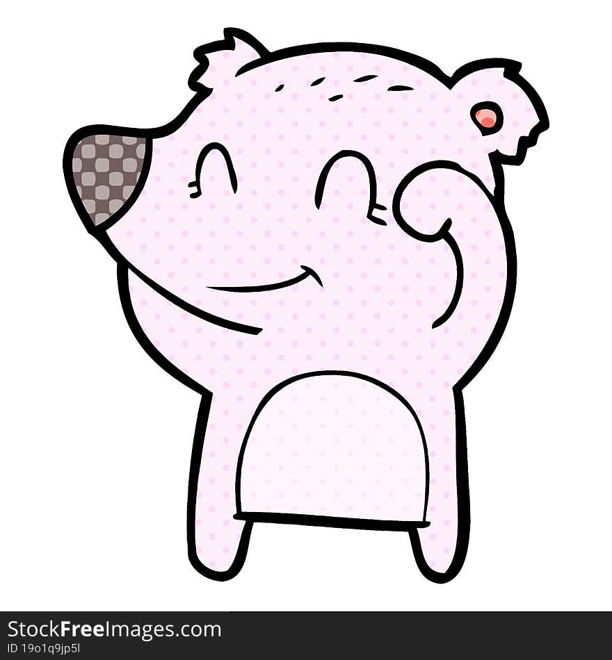 tired smiling bear cartoon. tired smiling bear cartoon