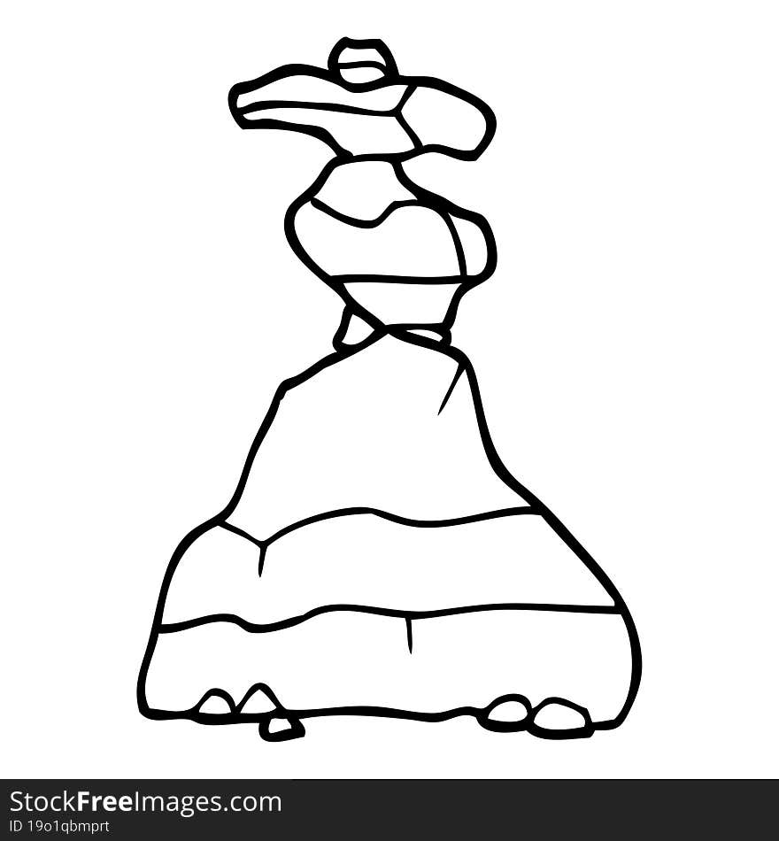 line drawing cartoon boulders